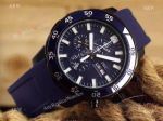 New IWC Aquatimer Chrono Quartz Copy Watch - Blue&White Bezel Black Case